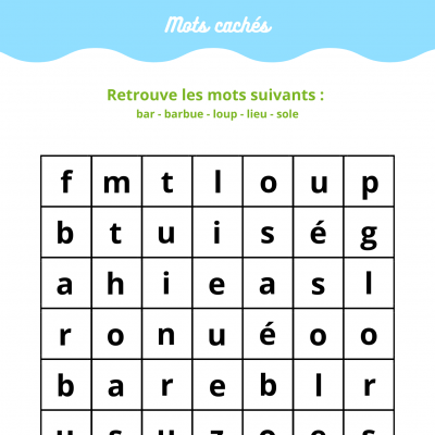 Voici les grilles de mots croisés à imprimer pour jouer avec le vocabulaire et le nom des poissons. Les grilles de mots cachés de cette rubrique portent sur le poisson de mer ou d'eau douce. Des jeux pour progresser en français et sur le poisson