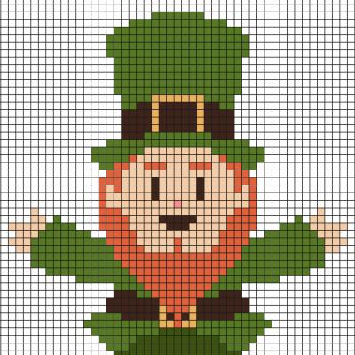 Vous cherchez des pixel Art de Saint Patrick, St Patrick ? Retrouvez le prechaun, trésor ou encore chapeau qui vous permettront de faire des Pixel Art sur le thème de la Saint Patrick.