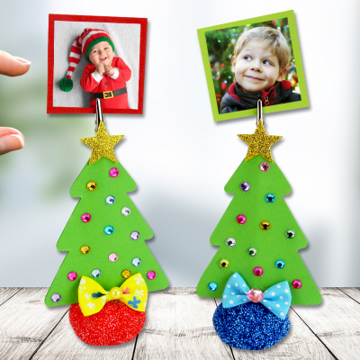 Pour Noël nous allons fabriquer des sapins trop mignons qui vous permettront d'accrocher vos plus jolies photos de famille ! Ces jolis sapins pourront également être utilisés comme des marque-places pour les repas de fêtes.
Une activité créative co